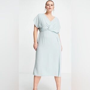 ASOS DESIGN Curve twist and drape front midi dress NWT